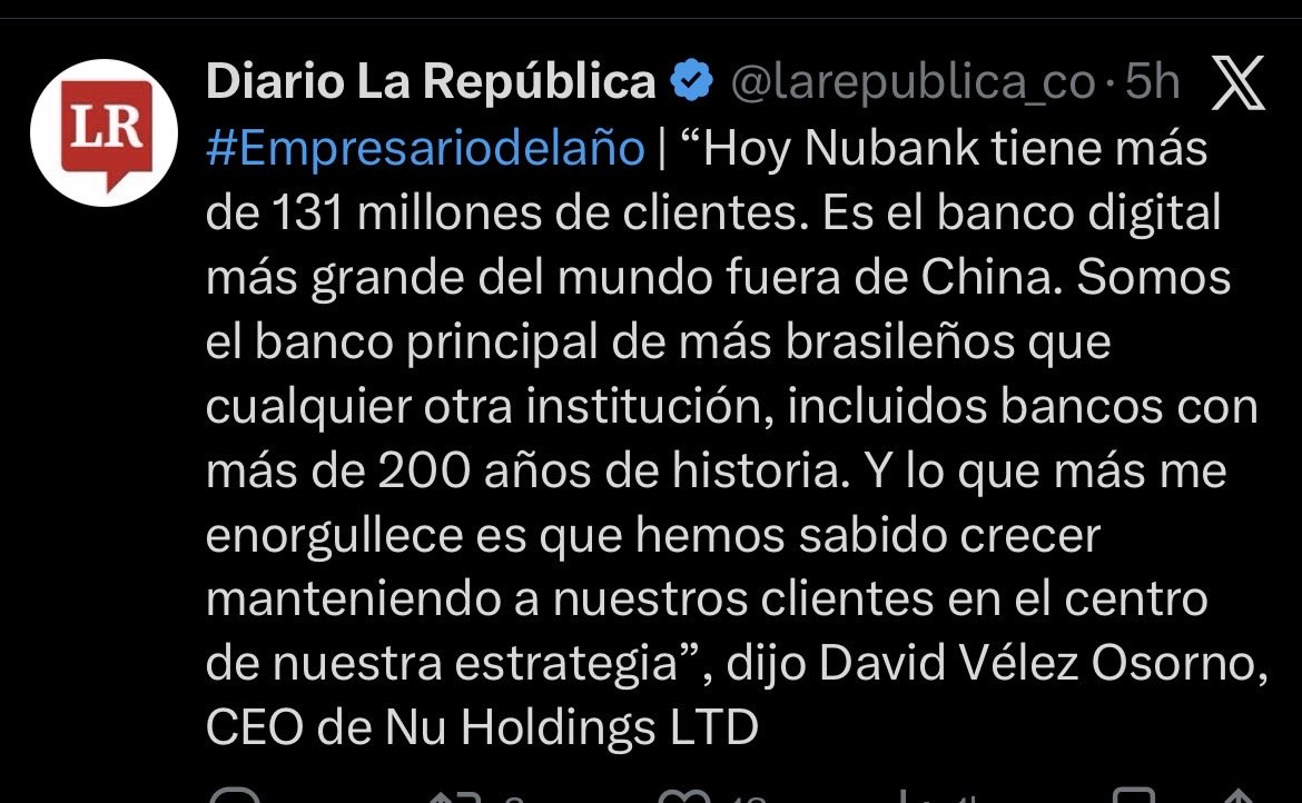 Visionario no es el que adivina, sino el que analiza.

Lo que hoy es noticia, aquí lo veníamos proyectando desde 2022., les decía que lo de Nubank $NI iba en serio. 🟣 Hoy los números hablan por sí solos.🚀