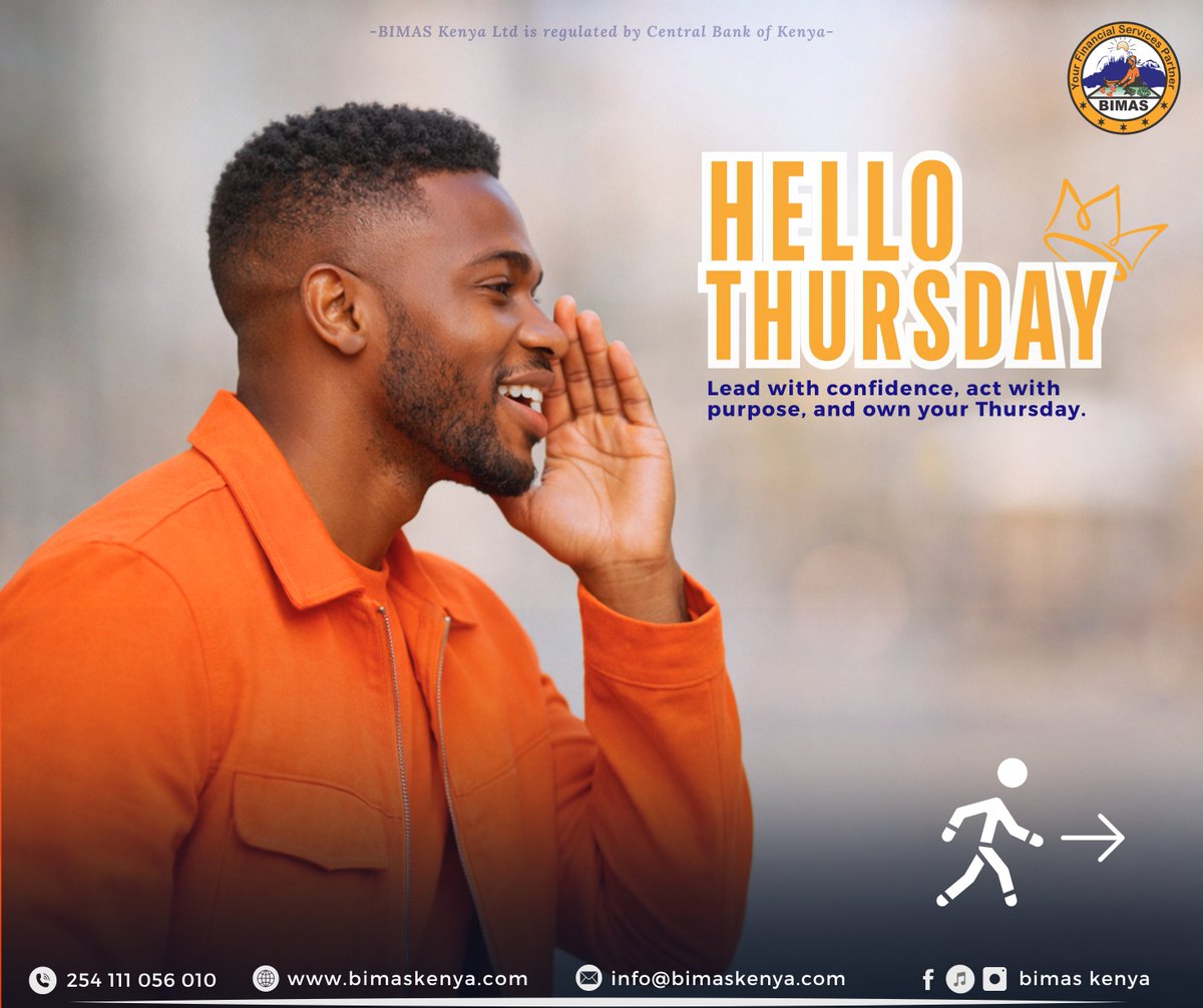 bimas_kenya's tweet image. Thursday check-in  How is the week going so far?
Winning 🏆
Surviving 😅
Or still figuring it out 🤔

Whatever it is keep going  .Today’s small wins lead to tomorrow’s big victories.

Visit your nearest BIMAS branch today or call us today.

#BIMASMicrofinance #HelloThursday