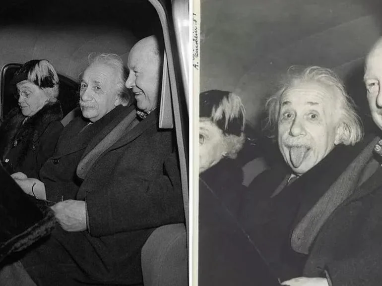 Albert Einstein before his iconic photo with his tongue out