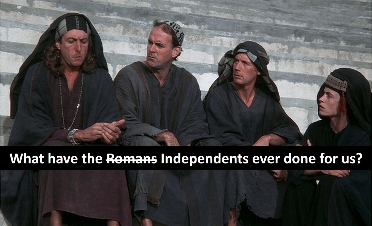 SueBarrett's tweet photo. What Have the Independents Ever Done for Us?
You know the scene. Reg demands to know what the Romans ever did for us. The aqueduct. The roads. The sanitation. Peace.

"Oh, shut up!"

We get asked the same thing about community independents all the time. So I assembled the record and compared all six political groupings side by side.

Spoiler: one group has been doing a lot of work for Australians - quietly delivering hospitals, debt relief, mobile towers, battery programs, and integrity commissions with no party machine, no fossil fuel donors, and no anonymous backers.

Then there is One Nation. Zero legislation of national benefit. Zero. Zip. Nothing. Just division and mining billionaire money.

The people of Farrer vote 9 May. The proof of what independent representation delivers is right next door in Indi.

The mainstream press won't show you this because they're still caught up in the 2-party system. So I did. 👇

https://t.co/YyudLoQfVq

@michelle4farrer 
@CommunityIndeps 
@deniseshrivell 
@BrentHodgson 
@aaronsmith 
@zalisteggall 
@Mon4Kooyong 
@ChaneyforCurtin 
@spenderallegra 
@WilkieMP
@Nicolette_Boele 
@helenhainesindi 
@JoYohana 
@angelapippos 
@zdaniel