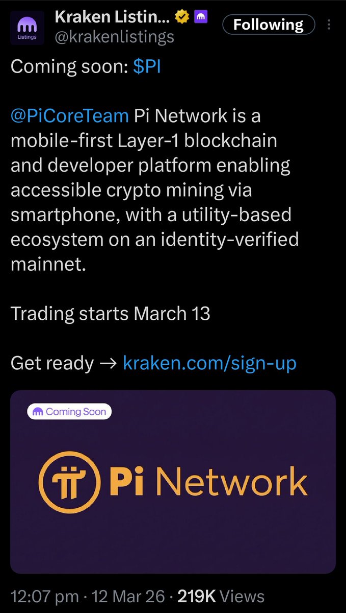 cryptohanons's tweet photo. Pi will be listed tomorrow on Kraken! 

#PiNetwork #Pi #MinePi #cryptocurrency https://t.co/aoYT5E1eLF