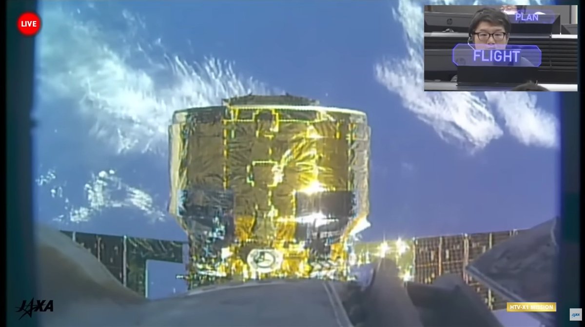 HTVX_JAXA's tweet photo. 4か月を超えてISSに係留されていたHTV-X1は、3月7日午前2時頃にISSから離脱しました🛰️ 深夜にもかかわらず、多くの皆さんにライブ中継をご視聴いただきました
⬇️
https://t.co/ngyEeABiMp
HTV-X1は次なる旅、3か月にわたる技術実証ミッションフェーズへと移行しました💫
#JAXA #HTVX #GoHTVX1 https://t.co/1Rpvm3m7la