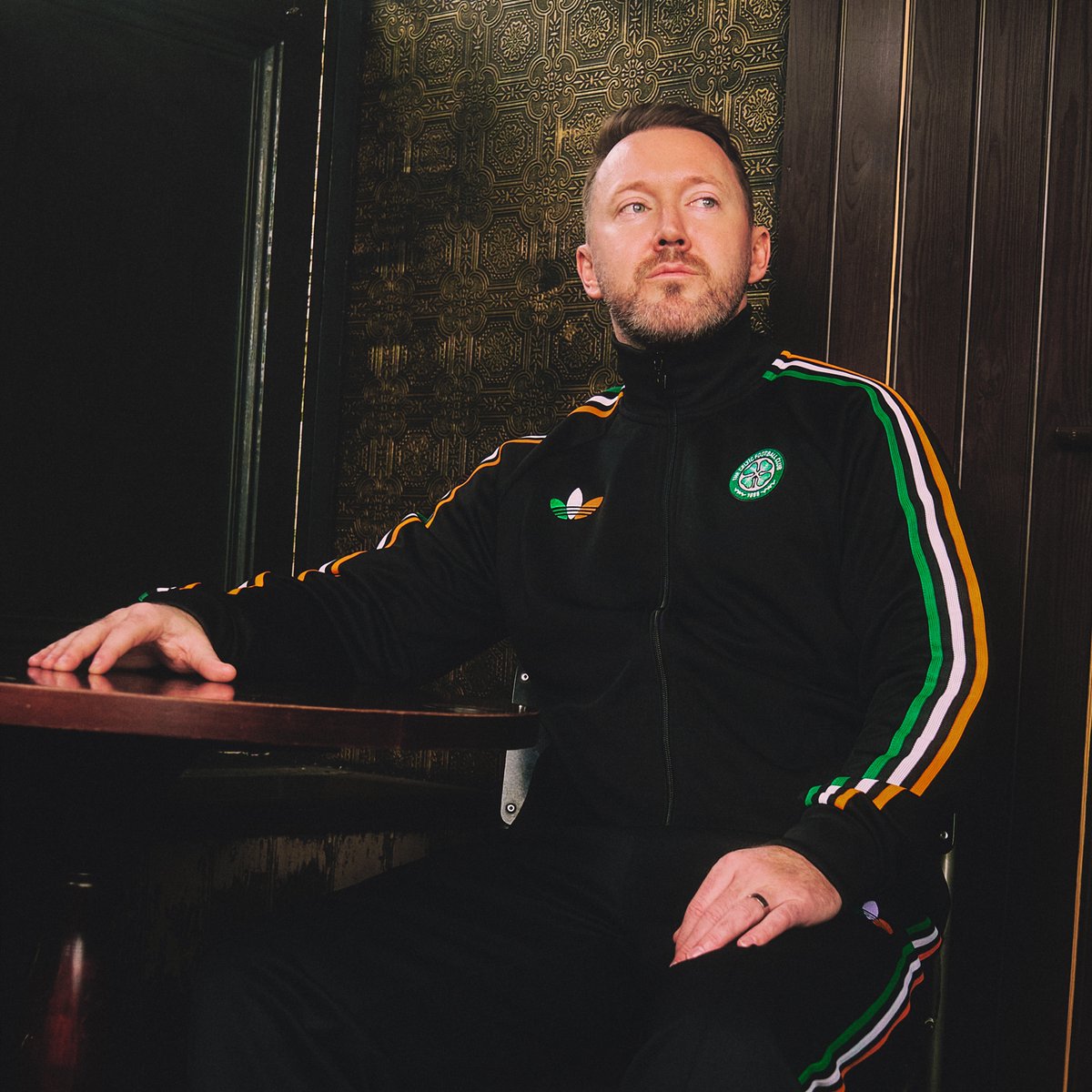 CelticFC's tweet photo. 🇮🇪 The new #CelticFC x adidas Irish Origins collection is a stylish celebration of the club’s roots, adorned with a tricolour Trefoil and three-stripe detailing 🍀

Available online and in-store now.
