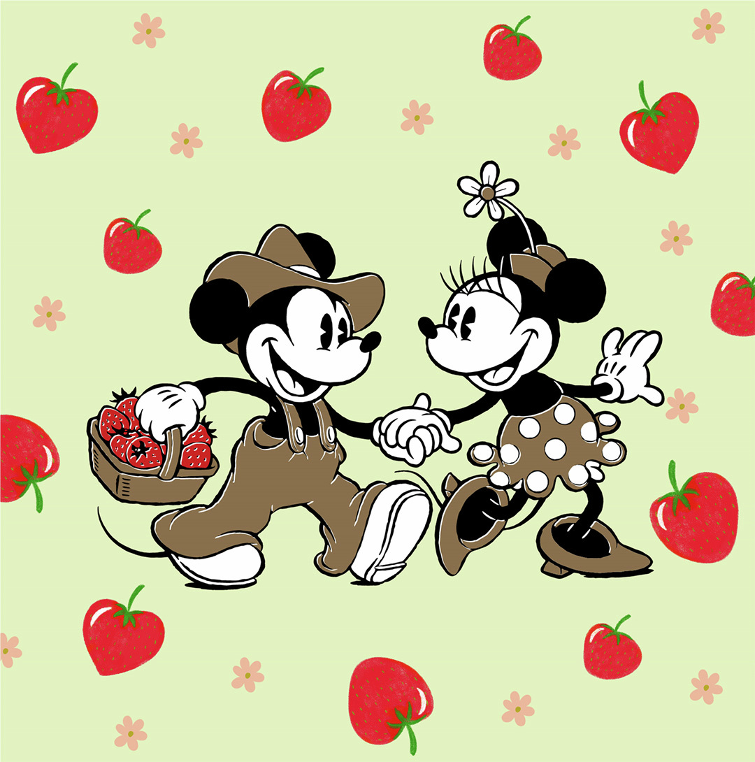 いちご狩りに出かけるような #ミッキー＆#ミニー をイメージ🍓 Disney