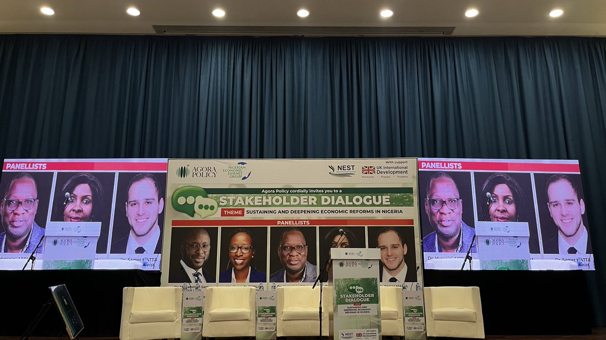 AgoraPolicy's tweet photo. 🚨We are all set for today’s dialogue on “Sustaining and Deepening Economic Reforms in Nigeria”.
📍Yar’Adua Centre, Abuja.
#ReformDialogue #NESTNigeria #NESTProgramming https://t.co/0lB5aXFKc9