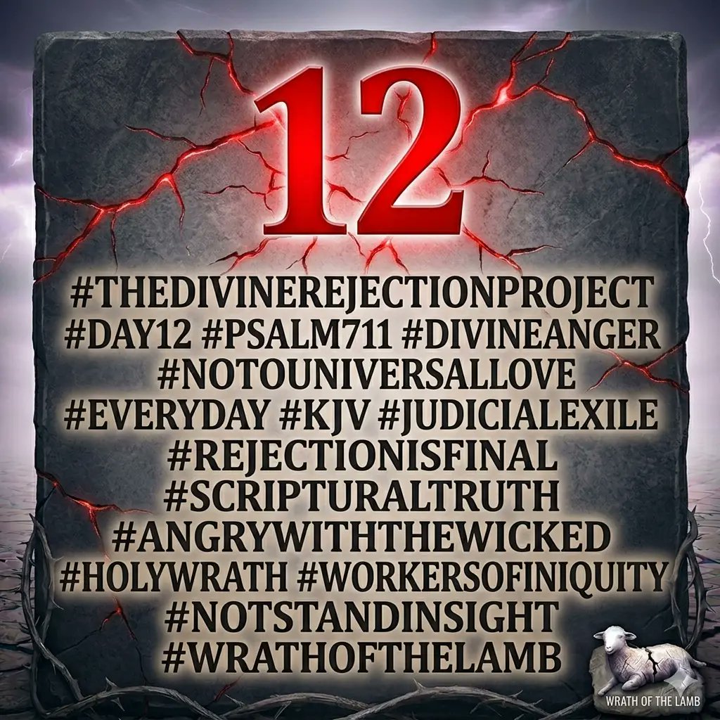 AbiWBC's tweet photo. Day 12 3/12/26 #TheDivineRejectionProject #Psalm711 #KJV #GodIsAngry #NoUniversalLove #ScriptureTruth #WrathOfTheLamb #Day12 https://t.co/AVtfqU97FE