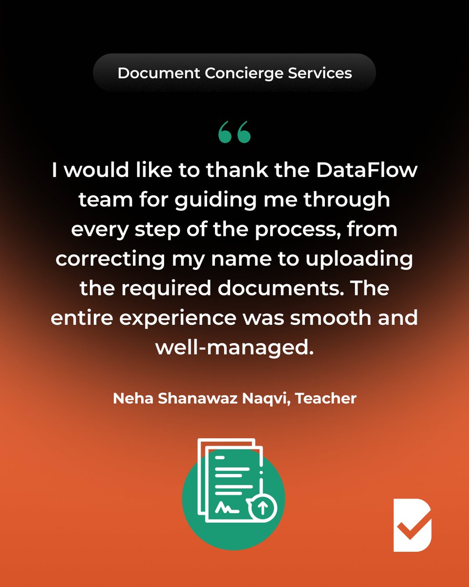 Precision, patience, and professional support, every step of the way. 🤝

We are proud to have supported Neha in achieving a smooth experience in retrieving her documents, and we are happy to hear her feedback.

Learn more: dataflowgroup.com/document-conci… 

#DataFlowGroup