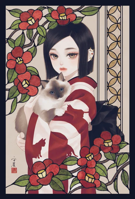 「乙女椿と猫」(2024年)