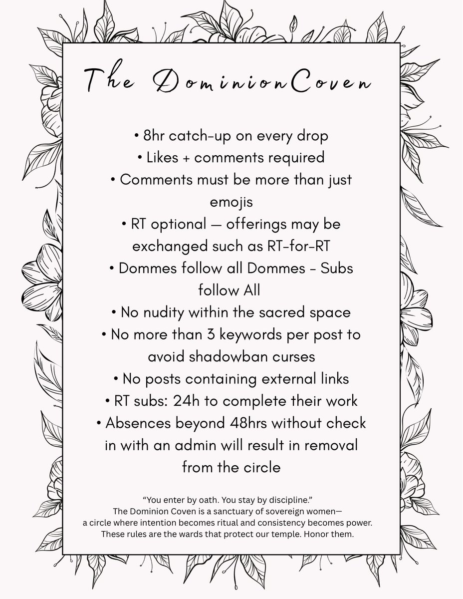 GoddessNatRose's tweet photo. Dm me to join The Dominion Coven EG Group! 

It’s a like and comment group filled with Dommes and subs who are serious about supporting their community. 

This group has a zero tolerance policy for any type of BS Drama and everyone who joins must be age verified. https://t.co/hw9ICn9TKY