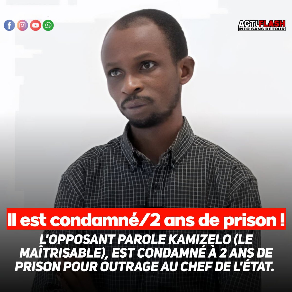 heritierbarca60's tweet image. 🚨Les avocats du président Félix Tshisekedi ont obtenu gain de cause face à Parole Kamizelo. L'opposant, surnommé "le Maîtrisable", a été condamné à 2 ans de prison pour outrage au chef de l'État. Le verdict a été rendu le 11 mars.

#FélixTshisekedi #JusticeRDC #ParoleKamizelo