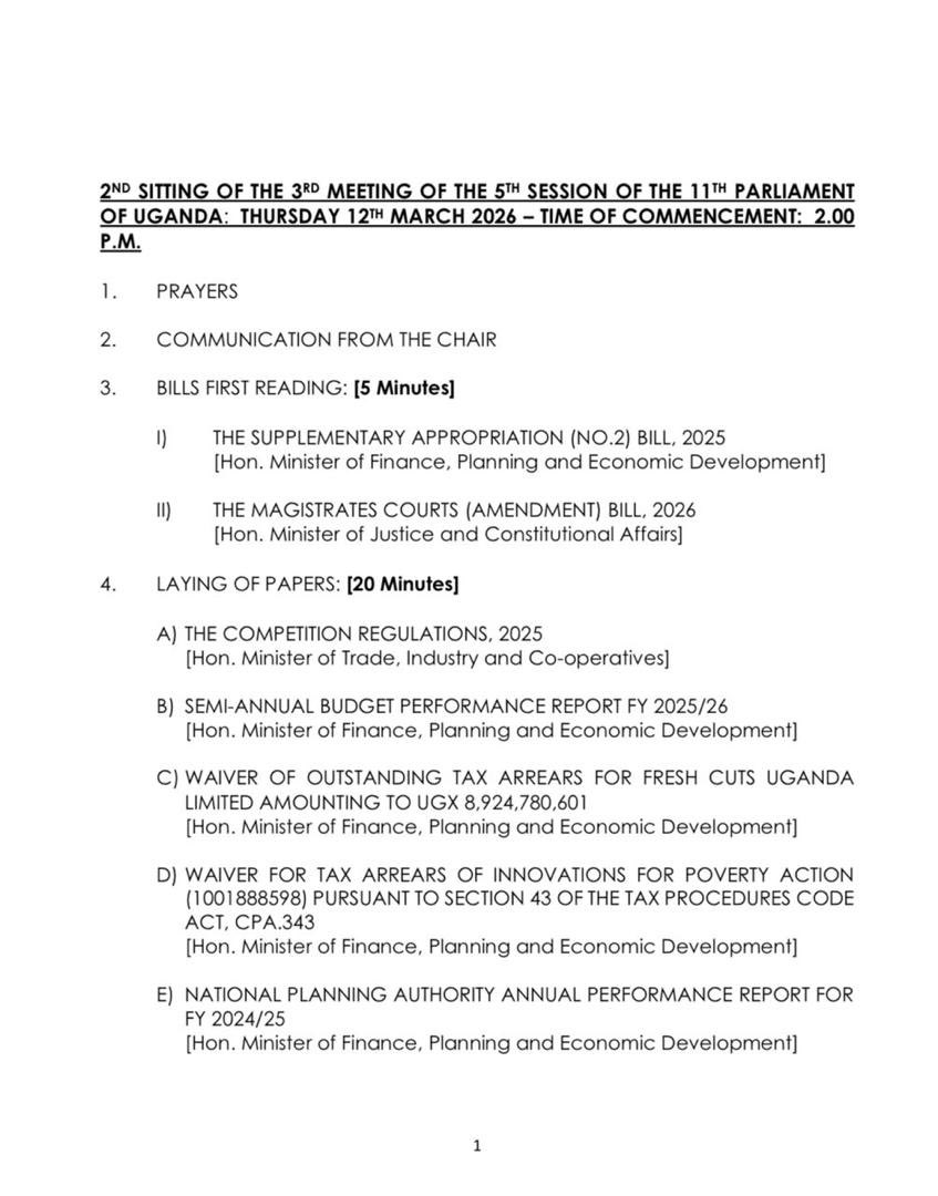 Teso Parliamentary Quorum tweet media