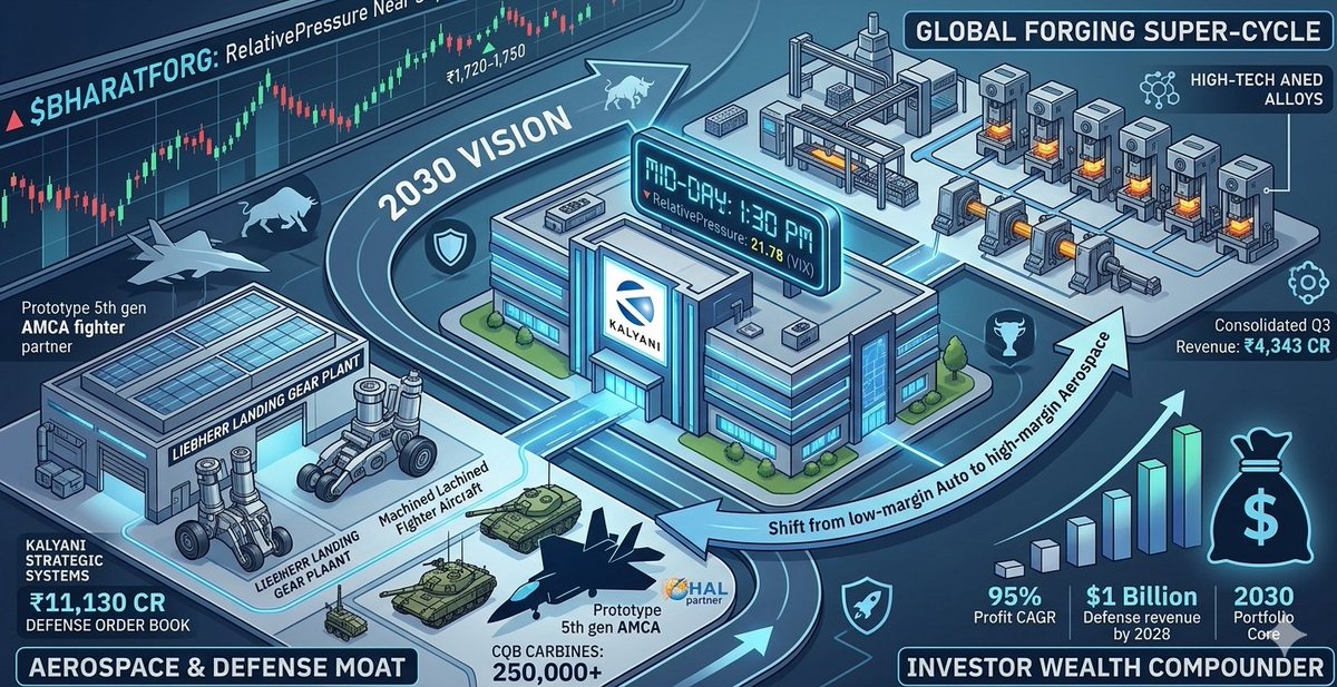 yadav_ridhaan's tweet image. ( $BHARATFORG) is no longer just a "forging company" it has officially evolved into a high-tech Aerospace and Defense powerhouse. 🛡️✈️
Despite today’s broader market #PanicZone, Bharat Forge is executing its 2030 vision with #Ruthless precision. Here is the latest thread! 🧵👇