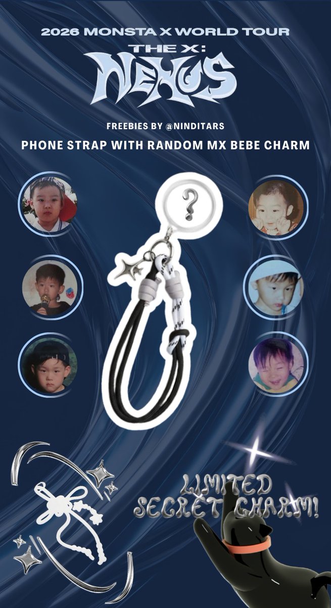 MONSTA X THE X : NEXUS in Jakarta
Phone Strap Freebies by <a href="/ninditars/">⋈N</a>

🗓️ 18 April 2026
📍 The Kasablanka Hall
❗️Limited qty — first come first get ☺️
✨️ Blind bag concept with secret bag charm ✨️

RT &amp; likes are appreciated 💕

#MONSTAXinJKT
#MONSTAX_THEX_NEXUS_JKT