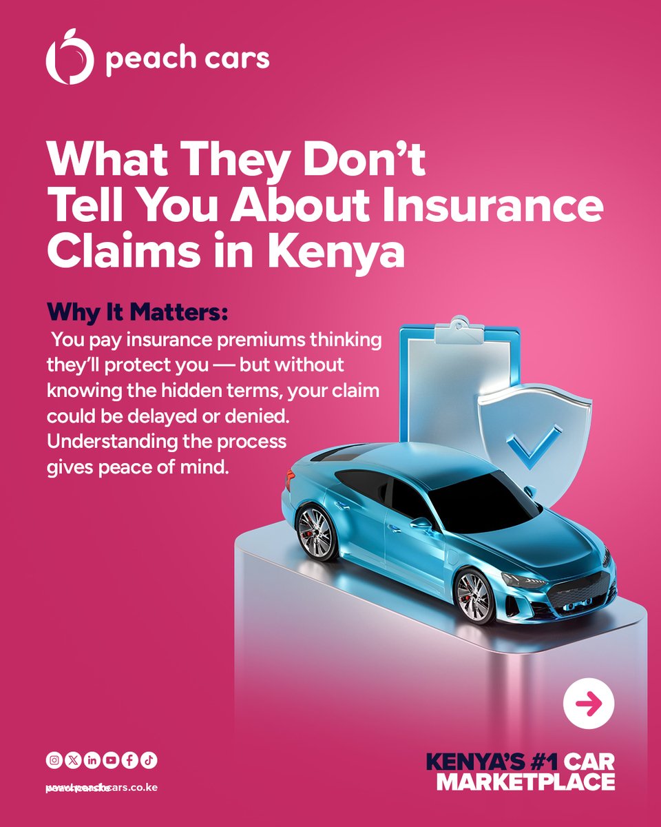 PeachCarsKE's tweet image. You know that “𝘸𝘦’𝘭𝘭 𝘨𝘦𝘵 𝘣𝘢𝘤𝘬 𝘵𝘰 𝘺𝘰𝘶” line from insurance guys? 😅
Half the time it’s not even bad luck, it’s small print you didn’t know existed.

#PeachCarsKe #CarBuyingSimplified #InsuranceKe #CarOwnershipTips #UsedCarsKe #NairobiCars