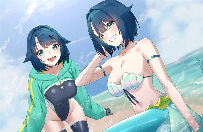 #これを見た人は自分の看板娘の画像を貼れ 

深海ナナ(Fukami NANA) 

普段は人間の姿で過ごす人魚
体表面積の40%を海水か同じ塩分濃度の水に触れると人魚に変身してしまう体質 

かわいい!デカい! 