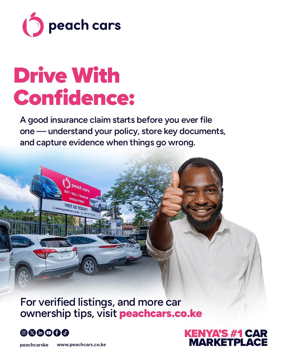 PeachCarsKE's tweet image. Ever had a wild insurance experience? Share your story — we’re listening 👇🏾

#PeachCarsKe #CarBuyingSimplified #InsuranceKe #CarOwnershipTips #UsedCarsKe #NairobiCars