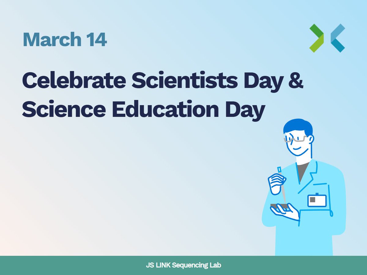 JSLinkSeqLab's tweet photo. As we approach March 14th, we’re reminded that it’s a special day for the scientific community. 🔬🧬

In celebration of Scientists Day and Science Education Day, we would like to take a moment to recognize scientists and researchers driving discovery and exploring the unknown. From advancing genomic research to empowering discoveries through sequencing, we’re honored to be part of the journey that turns questions into breakthroughs.

#JSLinkSequencingLab #CelebrateScientistsDay #ScienceEducationDay #Genomics #NGS #Sequencing #Research