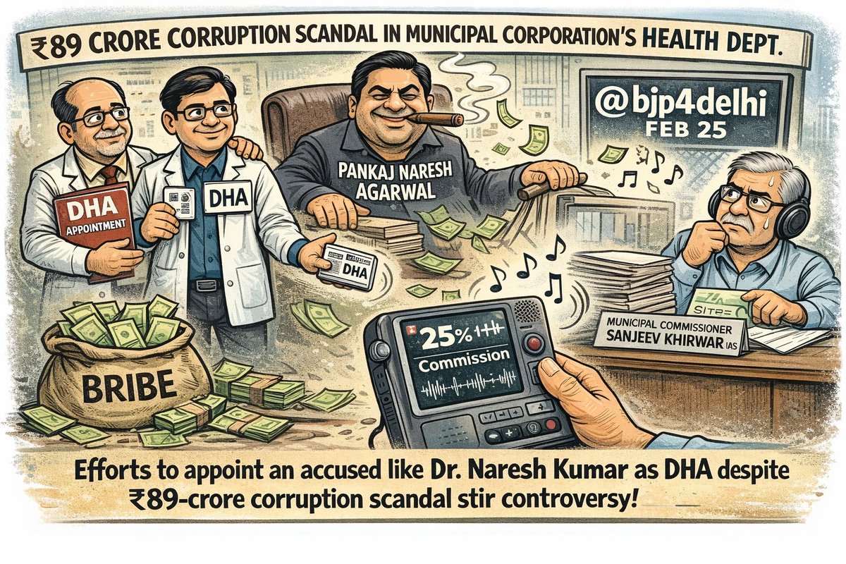 PressSubodhJain's tweet image. निगम स्वास्थ्य विभाग में क़रीब 89 करोड़ की तथाकथित हेराफेरी के मामले के आरोपियों में शामिल #ADHA #Dr_Naresh_Kumar को #DHA बनाने की कवायद शुरू हो गई है !

सूत्रों के अनुसार भ्रष्टाचार के आरोपी #Pankaj_Naresh_Agarwal की सरपरस्ती में DHA के पद पर कार्यरत #Dr_Rajesh_Bansal इस कवायद