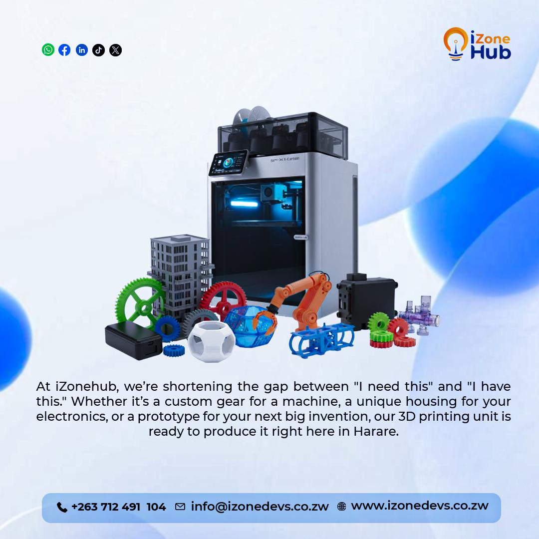 izonehub's tweet image. Got a design? We’ve got the filament. 🖨️ Whether it’s a spare part or a brand-new invention, our 3D printing desk is open. hara
#Makerspace #Zimbabwe #Robotics
