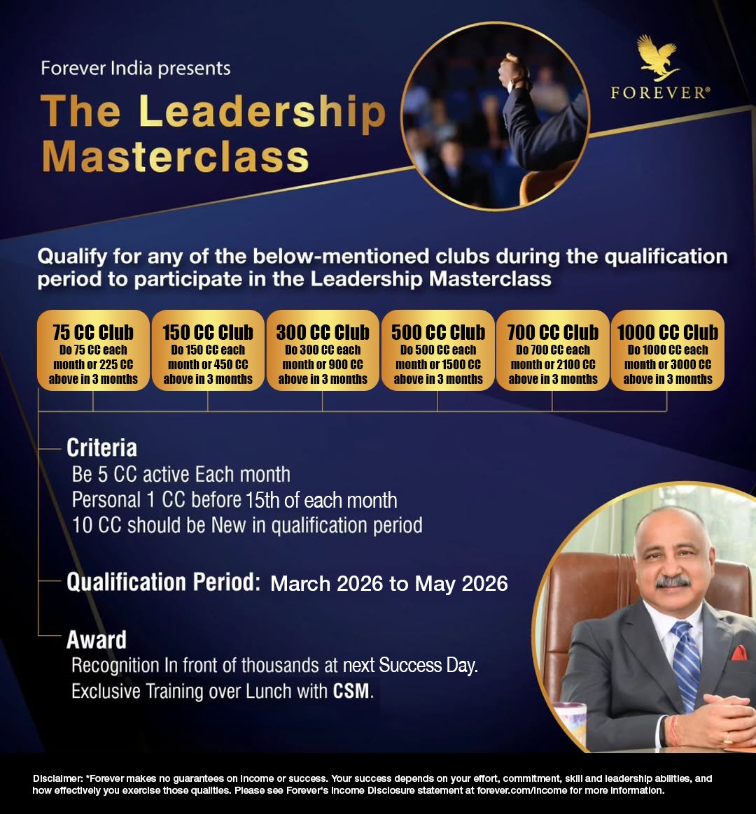 flpindia's tweet photo. Leadership begins with growth.
Qualify for the Leadership Masterclass and gain the opportunity to learn, grow, and be recognised among the best.
#ForeverIndia #LeadershipMasterclass #ForeverLeaders #SuccessJourney https://t.co/wyfhqO2jhc