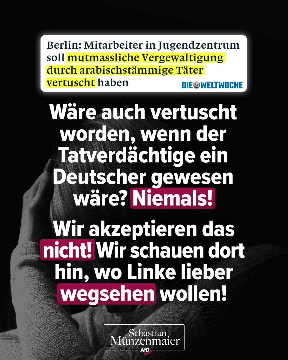 S_Muenzenmaier's tweet photo. In einem Berliner Jugendklub soll ein Mädchen vergewaltigt, erpresst und von 9 (!) arabischen Jugendlichen gleichzeitig bedrängt worden sein. Gemeldet wurde nichts - offenbar, weil die Tatverdächtigen Muslime sind.

Schluss mit dieser Unterwerfung!

TM https://t.co/mQWyVCkG8a
