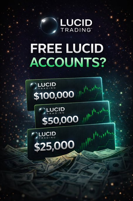 PropTradingRV's tweet photo. Who wants FREE Lucid accounts? π
I might be giving some away...
Show me the hype:
β€οΈ 100 likes + π RT this tweet
https://t.co/dE2FPu9rzR
#propfirm #lucidtrading #fundedtrading #propfirmfuture #propfirmtrading #propshoptrader #takeprofittrader https://t.co/N076Y5PYXV