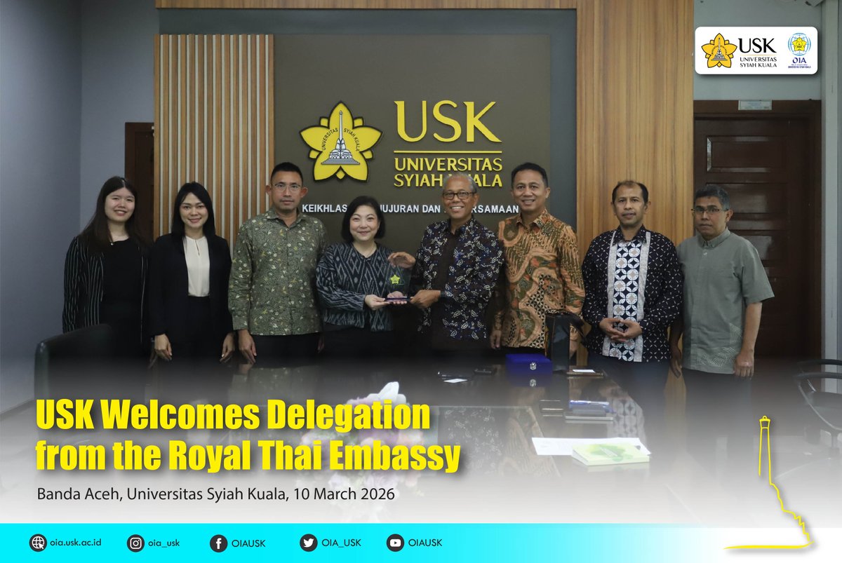 GEO_USK's tweet photo. USK welcomed a delegation from the Royal Thai Embassy in Indonesia, 10 March 2026. The meeting served as an important opportunity to strengthen cooperation.
For more: https://t.co/prkQ1rhvkm https://t.co/PYd09A9L4i