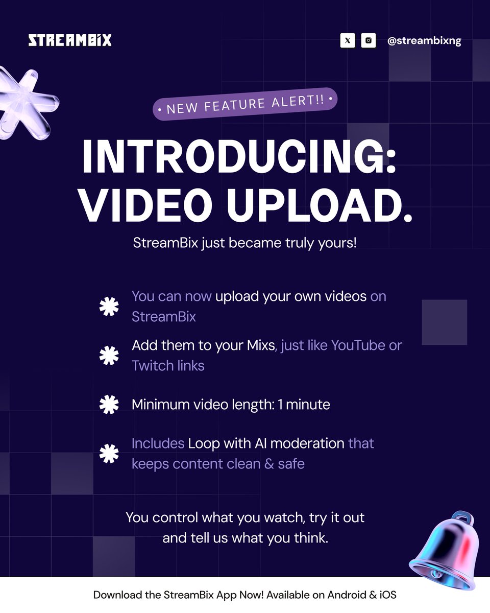 Dear content creator, we've been building something for you!🤩
Introducing Video Upload on StreamBix, the feature that makes your streaming experience truly personal.

Here's what just unlocked:
→ Upload your own videos: Home videos, personal content, your creative work.
→ Add