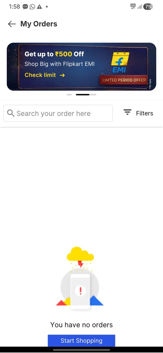 sameerahmad0313's tweet photo. @flipkartsupport I have no orders where can i see chat with us @flipkartsupport https://t.co/8HrzJk6rdt