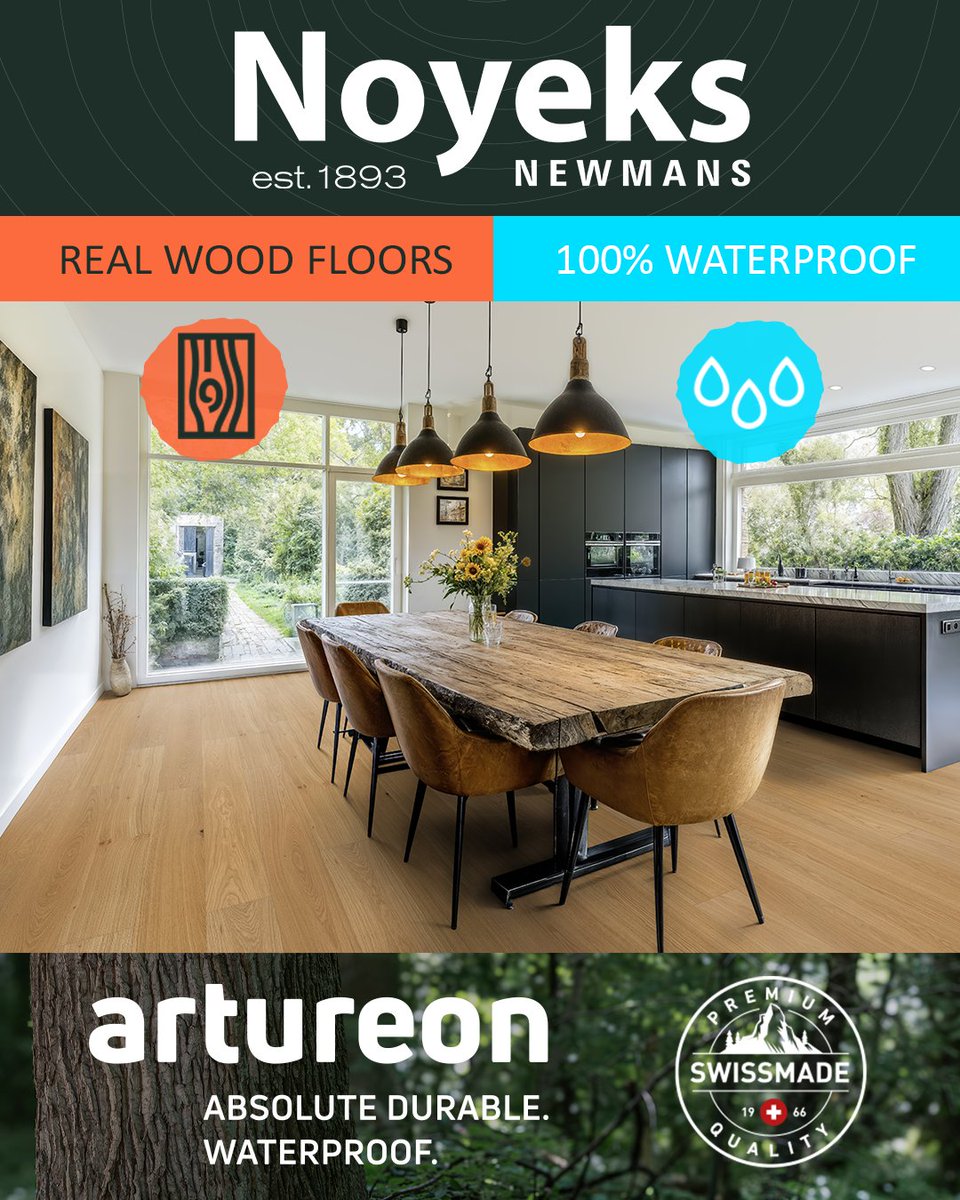 NoyeksNewmansIE's tweet photo. 📣Whether you’re renovating a busy family kitchen or looking for that perfect spa-like finish for your bathroom, the search for the "perfect floor" usually ends in a compromise between beauty and durability. Artureon flooring that is 100% waterproof.
📲 https://t.co/nhQ5xmL9Vs https://t.co/H03D94VJOI