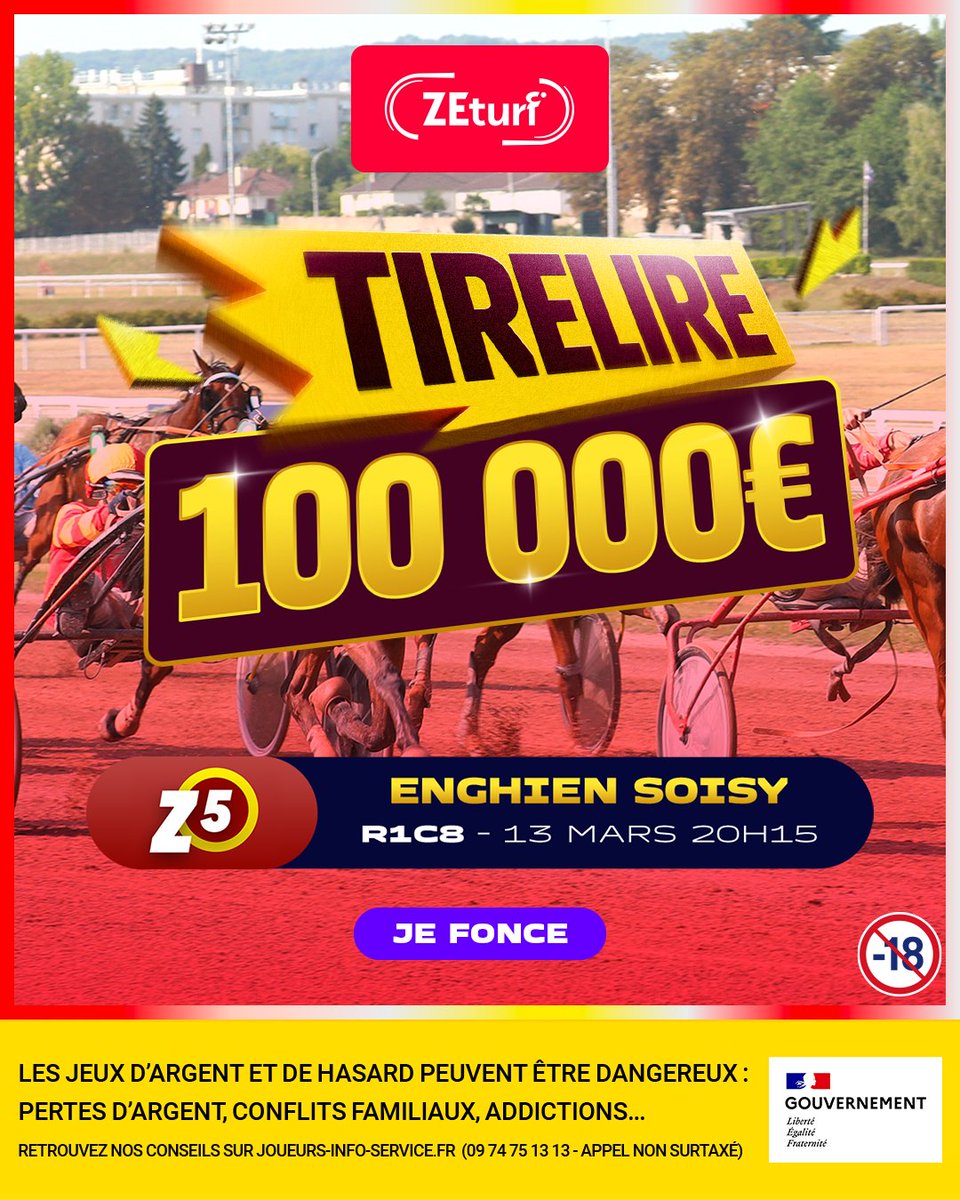 ZEturfFr's tweet photo. 100K de TIRELIRE ! 🤩

Rendez-vous sur https://t.co/Wu12HH7PEd dans la R1C8 pour un Vendredi 13 comme on les aime. 🤞 https://t.co/5mBpYjGiCh