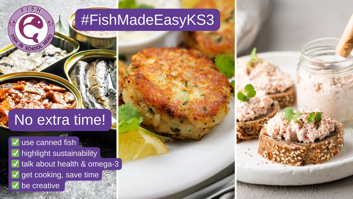 HeroesFish's tweet photo. #FishMadeEasyKS3 - using fish doesn't take extra time during lessons, especially using canned fish!
Simple swaps to recipes can make all the difference, & help encourage pupils to eat oily fish.
Diversify your #FoodEd curriculum with #FishHeroes⤵️
https://t.co/nV5RBptcgj https://t.co/oiZwCA1akT