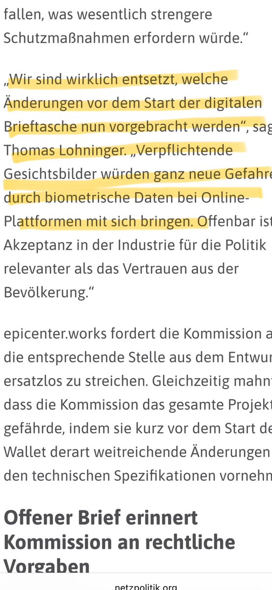 Thomas Lohninger:
„Wir sind wirklich entsetzt, welche Änderungen vor dem Start der digitalen Brieftasche nun vorgebracht werden.“

<a href="/norberthaering/">Norbert Häring</a> <a href="/ZaraRiffler/">Zara Riffler</a> <a href="/SibylleBerg/">Sibylle Berg</a> <a href="/JonasToegel/">Dr. Jonas Toegel</a>