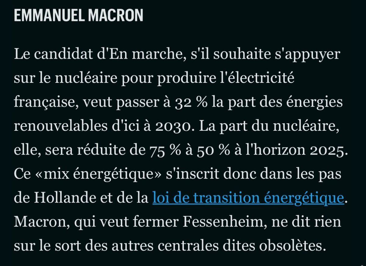 bouliboulibouli's tweet photo. @al_petel Le sabordage du nucléaire était dans le programme de Macron en 2017, les programmes Le Pen et Fillon prévoyaient l'inverse. https://t.co/DpGzv0WOLy