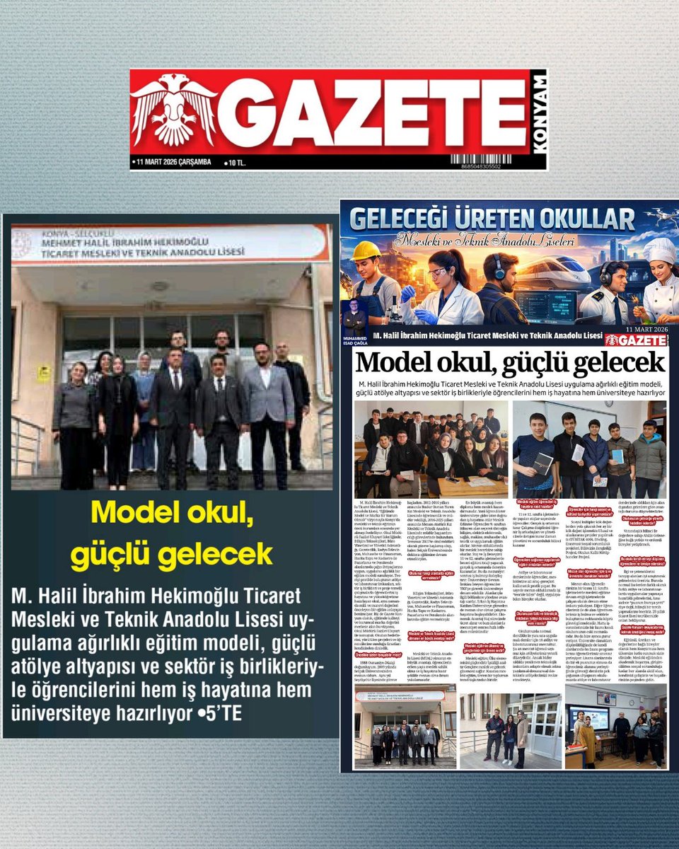 “GELECEĞİ ÜRETEN OKULLAR”

Konya’da Mesleki ve Teknik Eğitim veren okullarımızın güçlü yönlerini kamuoyuyla paylaşmak ve iyi uygulama örneklerini yaygınlaştırmak amacıyla, yerel basında “Geleceği Üreten Okullar” başlığıyla her gün bir okulun tanıtımı yapılacaktır.

Bu anlamlı⤵️