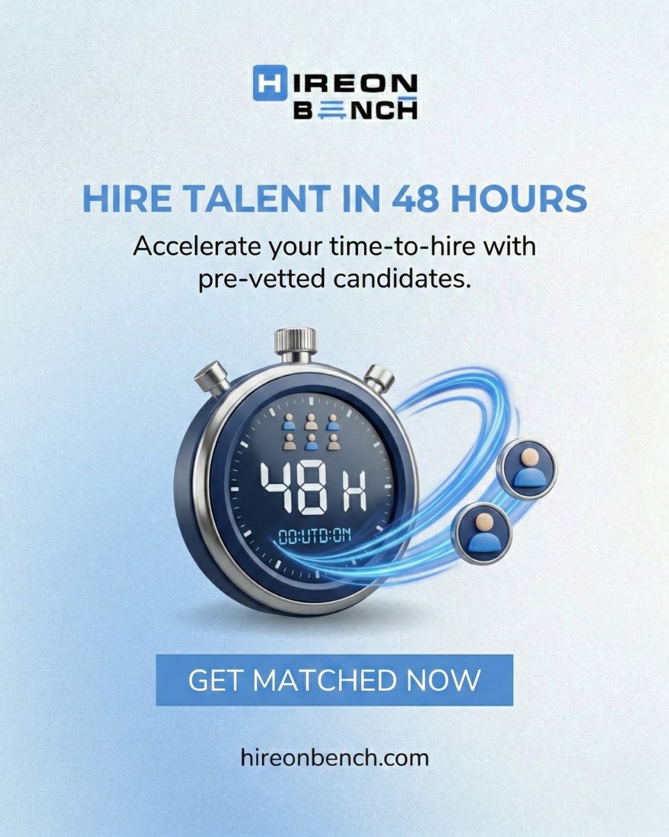 HireOnBench's tweet image. Need talent fast? Get matched with candidates in 48 hours.
👉 Start now: hireonbench.com

#FastHiring #TechRecruitment