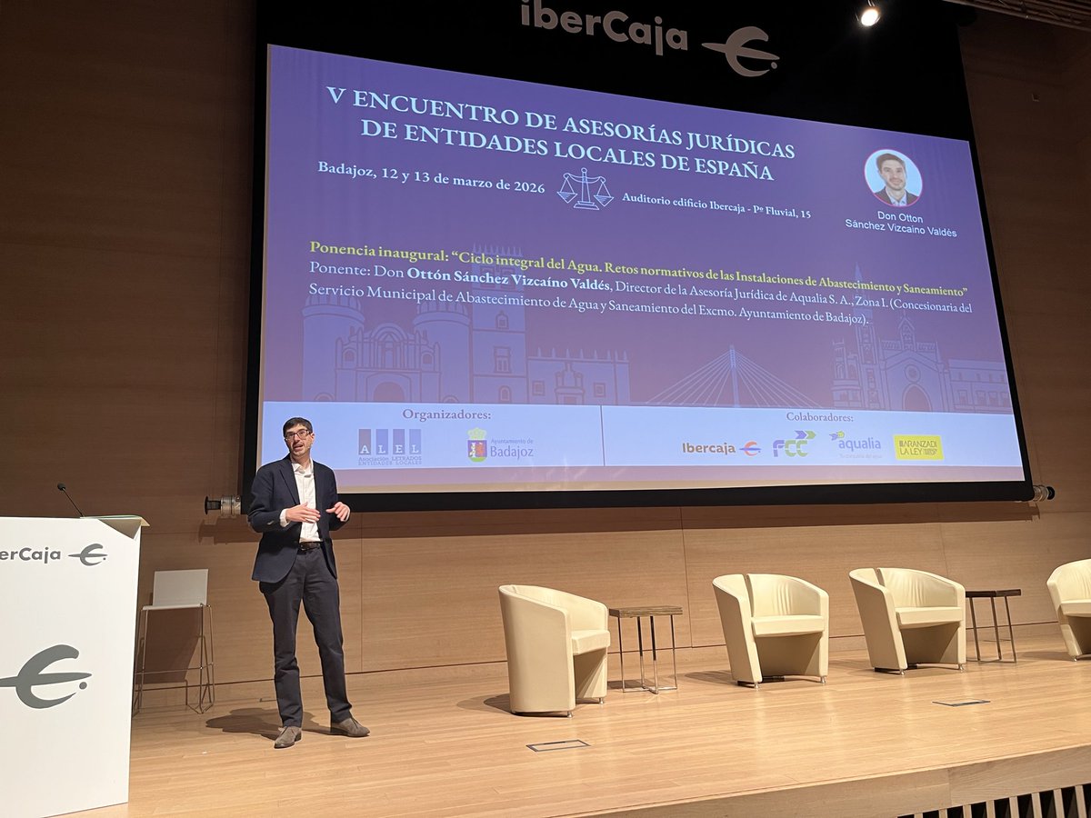 #5EncuentroALEL Ponencia inaugural: ciclo integral del agua por Otton Sánchez de <a href="/aqualia/">aqualia</a> con <a href="/LetradosLocales/">LetradosLocales</a> <a href="/aytodebadajoz/">Ayuntamiento Badajoz</a> y <a href="/FCC_Group/">FCC</a> <a href="/ibercaja/">Ibercaja</a>