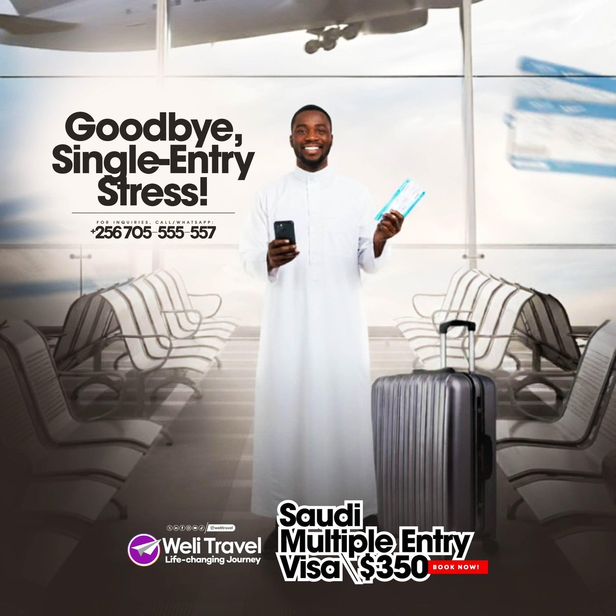 welitravel's tweet photo. No more single-entry worries.
No more rushing your plans.
Travel to Saudi Arabia with a Multiple Entry Visa.
Only $350 at @welitravel.
📞 0705 555557
#WeliTravel
#MultipleEntryVisa
#Lifechangingjourney https://t.co/nFVlRETBMy