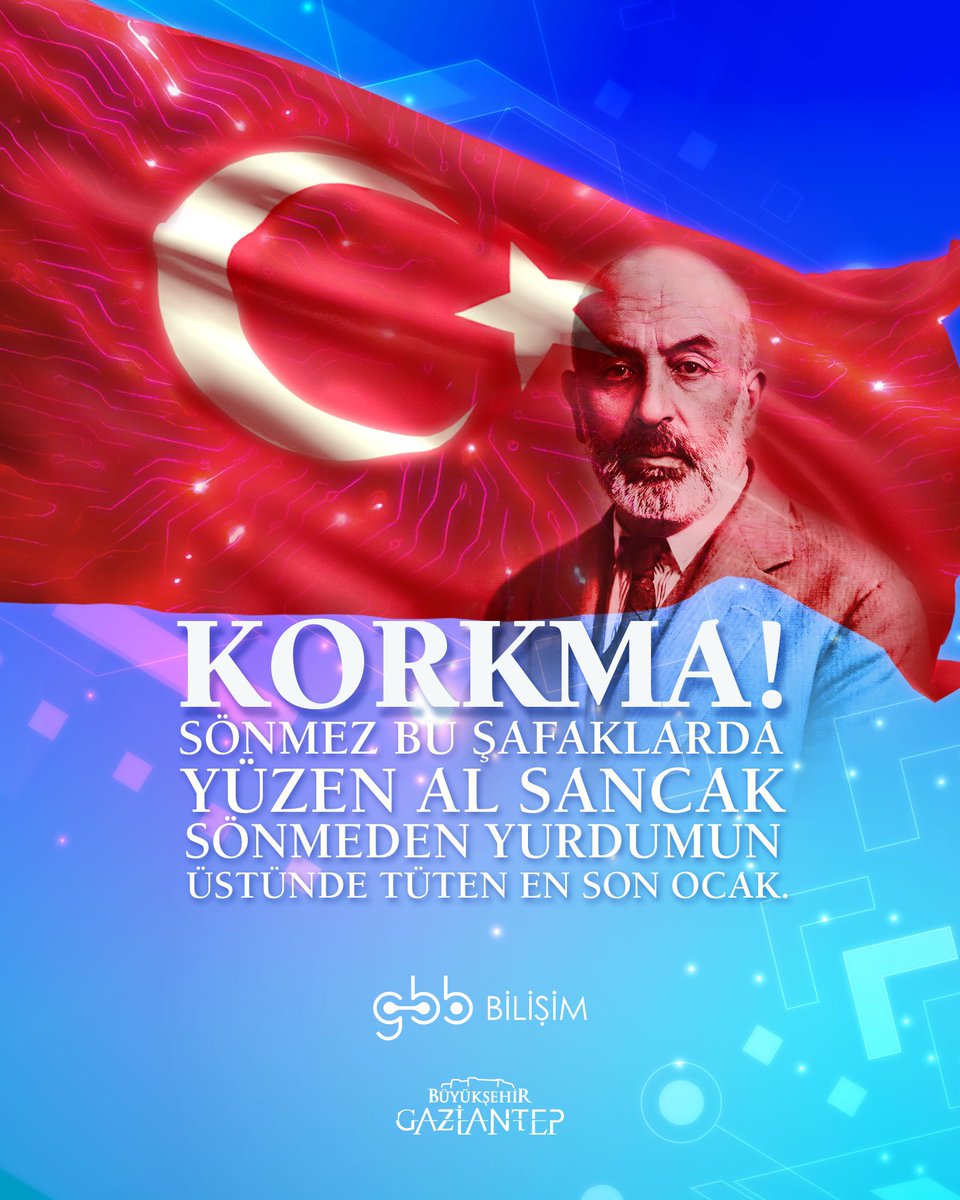 BilisimGbb's tweet photo. Bağımsızlığımızın sembolü, milli ruhumuzun sesi İstiklal Marşımızın kabulünün yıl dönümünde; vatan şairimiz Mehmet Akif Ersoy’u ve aziz şehitlerimizi saygı ve rahmetle anıyoruz. 🇹🇷

İstiklal ruhuyla, hep daha ileriye!
#12Mart #İstiklalMarşı  #GaziantepBüyükşehir #GelecekİçinÇalışıyoruz