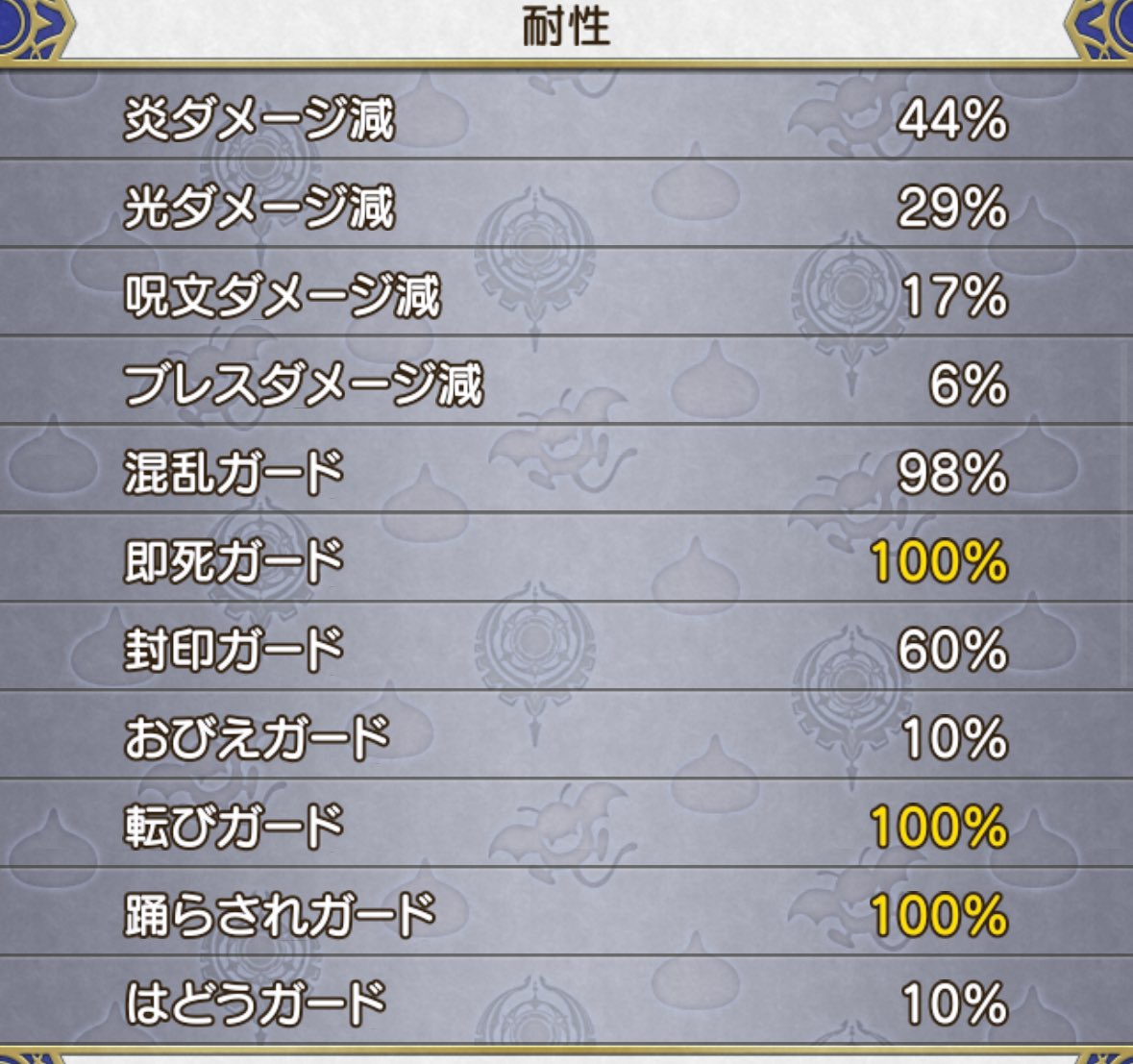 DQX_sleepy's tweet photo. サブでレベル上げとかしたかったからノーライフとレグホン用の耐性のバトマスにしました！もし前のジェル用の汎用耐性とブレス耐性の方使いたい方いたらフレチャとかDMで教えてください！！ https://t.co/ieEQqsq6xP