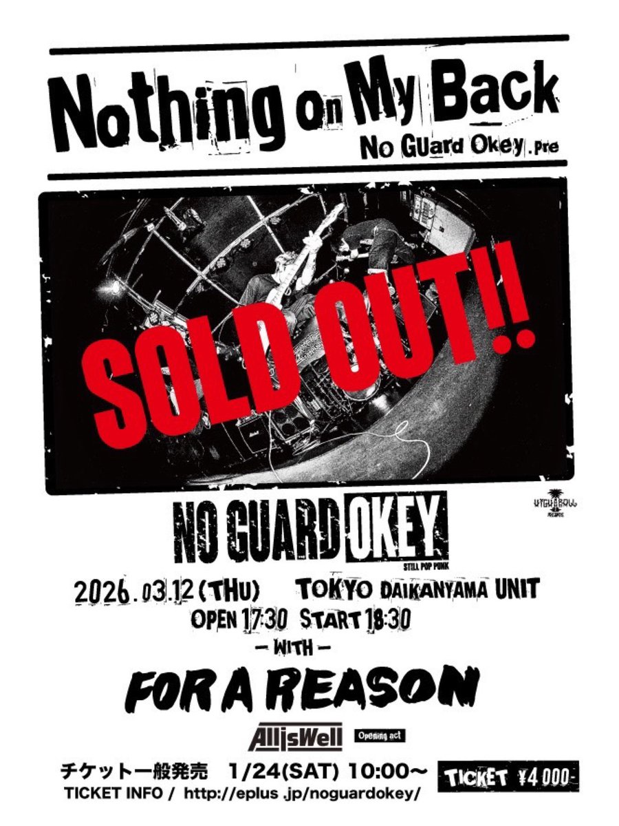 MWAM_NieR's tweet photo. No Guard Okey Pre.
『Nothing On My Back』
東京 代官山UNIT

w/ FOR A REASON / All is Well (O.A)
#NoGuardOkey https://t.co/JhBo1ocUOE