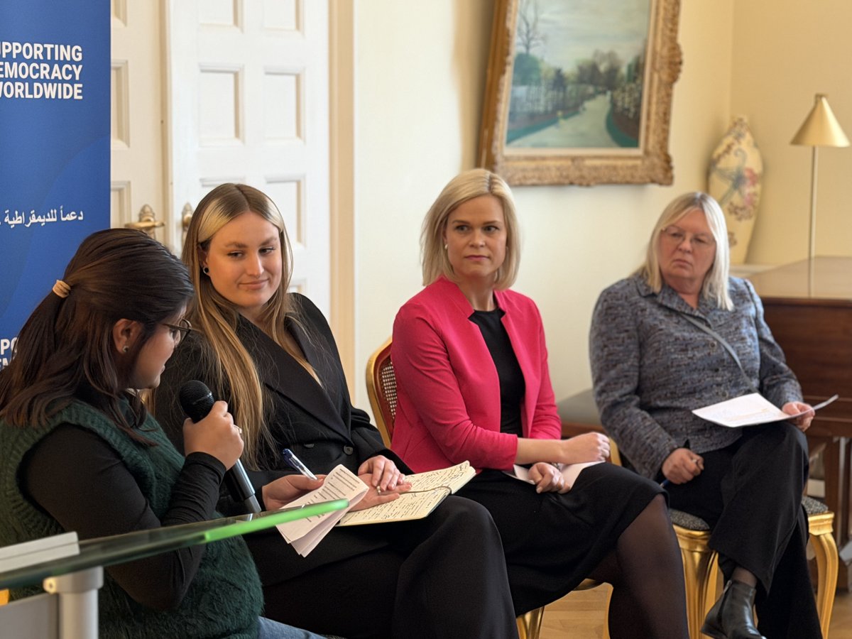 FranceinSweden's tweet photo. The Ambassador hosted at the French Residence a panel discussion on “Gendered Digital Violence – A Threat to Democracy” for International Women Day, organized in partnership with @Int_IDEA. https://t.co/IoWMoRWEDY