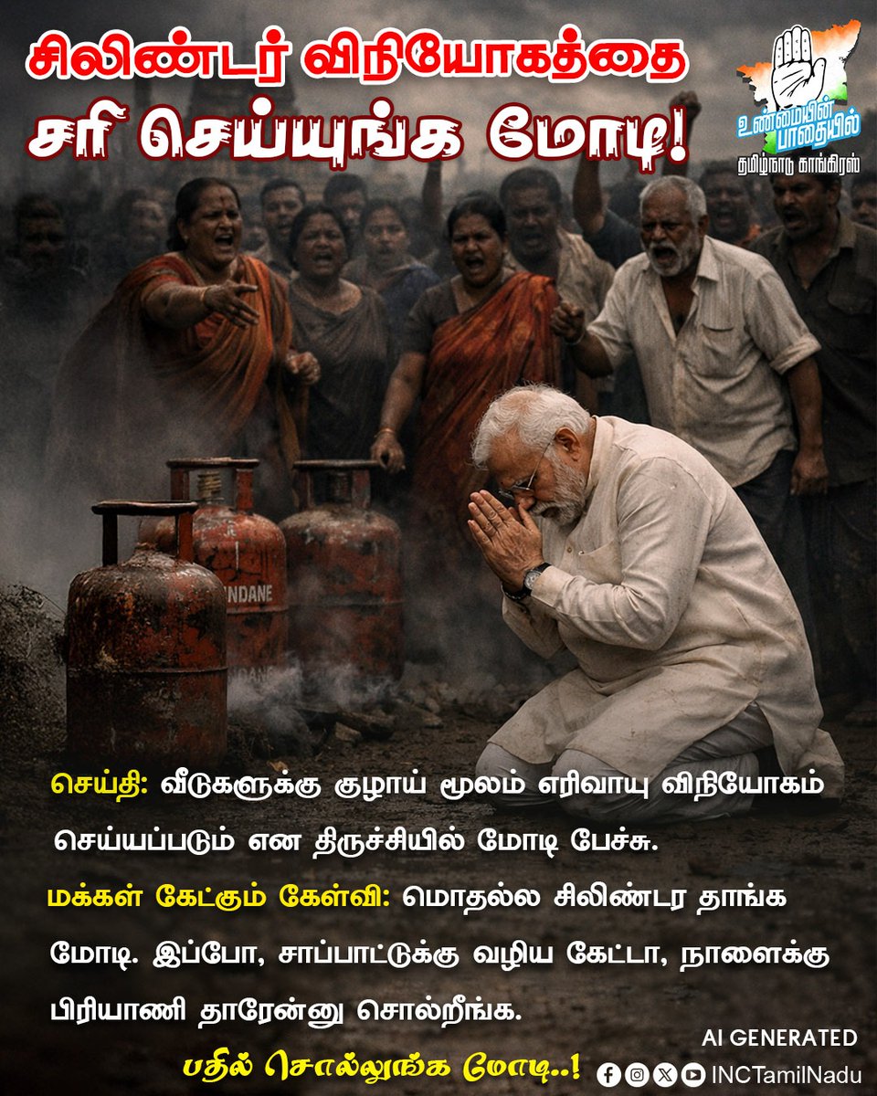 பதில் சொல்லுங்க மோடி..!

#NoGas_NoVote
#ModiCompromisedNoLPG
#Bjpfail 
#Inc_TamilNadu 
#Modifail