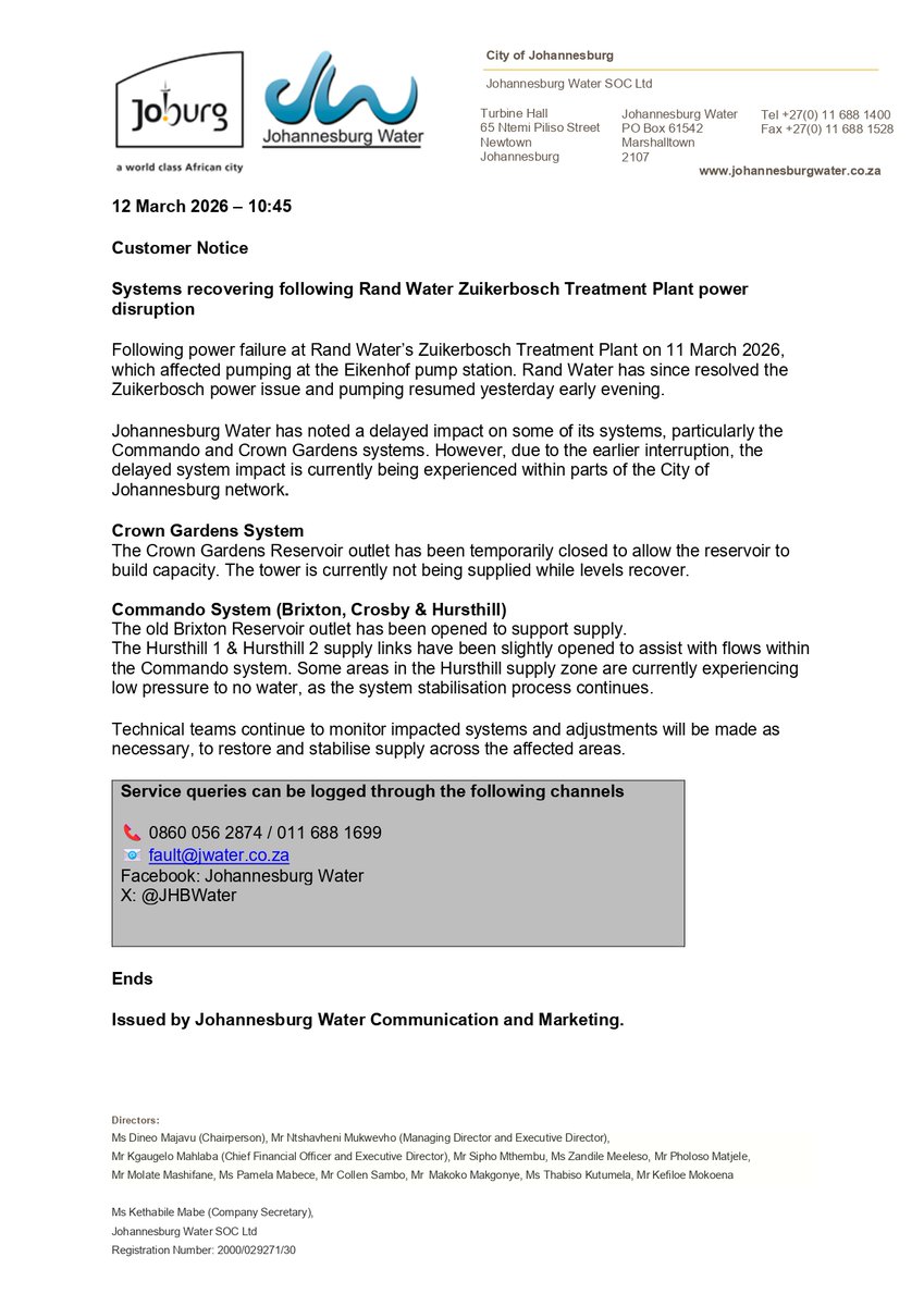 Johannesburg Water tweet media
