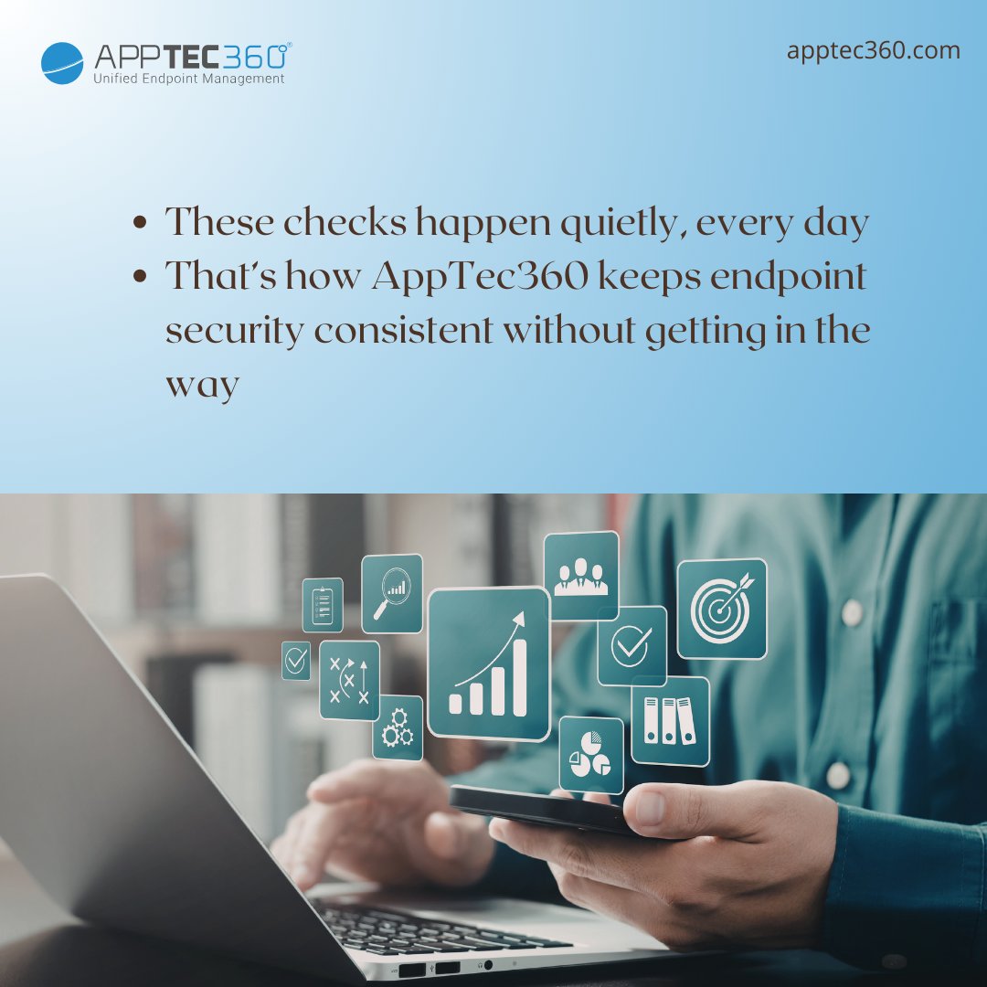 AppTec360's tweet photo. Security happens in the moments you don’t notice browser access, device state, policy compliance, connectivity, and app permissions.

AppTec360 keeps them all protected.

#AppTec360 #EndpointSecurity #UEM #CyberSecurity https://t.co/lJiZYlUUOT