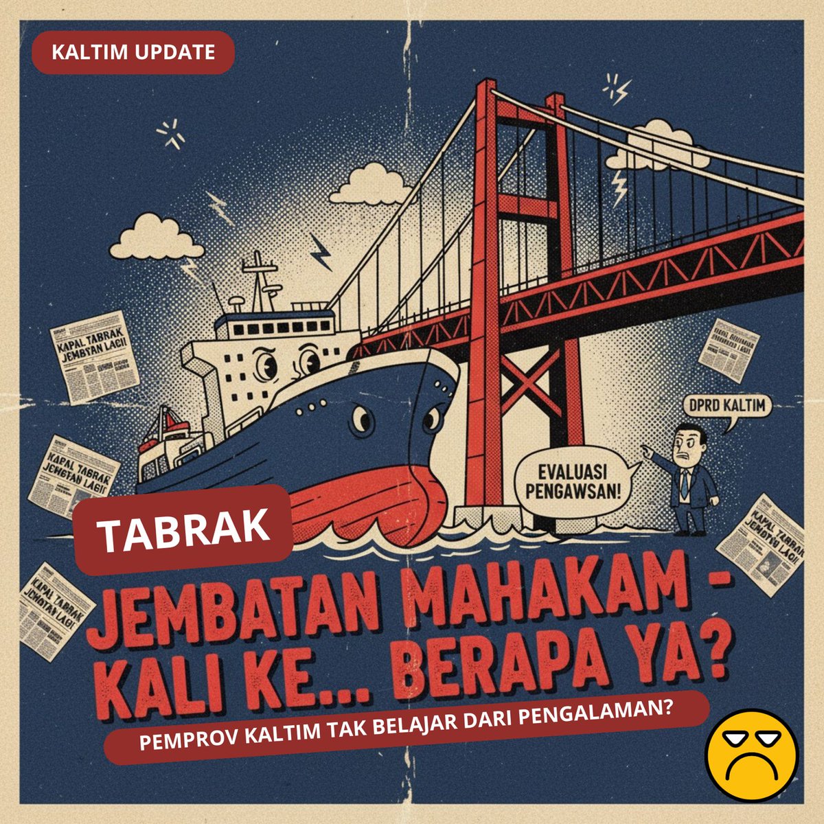 kelly808's tweet photo. @ikraam Pemprov kaltimnya seperti tutup mata, masa ditabrak jembatannya sampe berkali kali. Huft. Mau DPRD nya udah ngingetin evaluasi berkali kali juga kalau pemprov kaltimnya gak belajar dari pengalaman ya percuma https://t.co/hKnC0guKOe