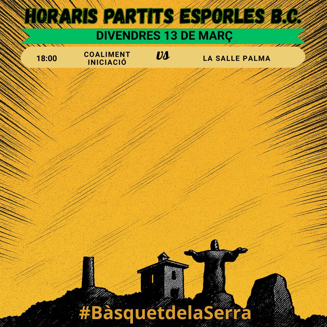 esporlesbc's tweet photo. 🖤🏀💛 PARTITS DE LA SETMANA💛🏀🖤 

#BàsquetdelaSerra #BàsquetAnimat #SomEBC https://t.co/QTiiWZYtFn