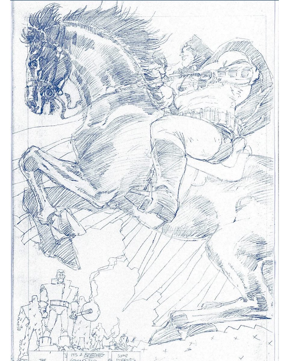 Lord_Azoth's tweet photo. Visto en FB: “The Dark Knight Returns 40th Anniversary - Frank Miller’s original pencils to 1986’s “Batman: The Dark Knight Returns”, including the original unused first page of the four issue series. “ https://t.co/2zx0Tokl9L