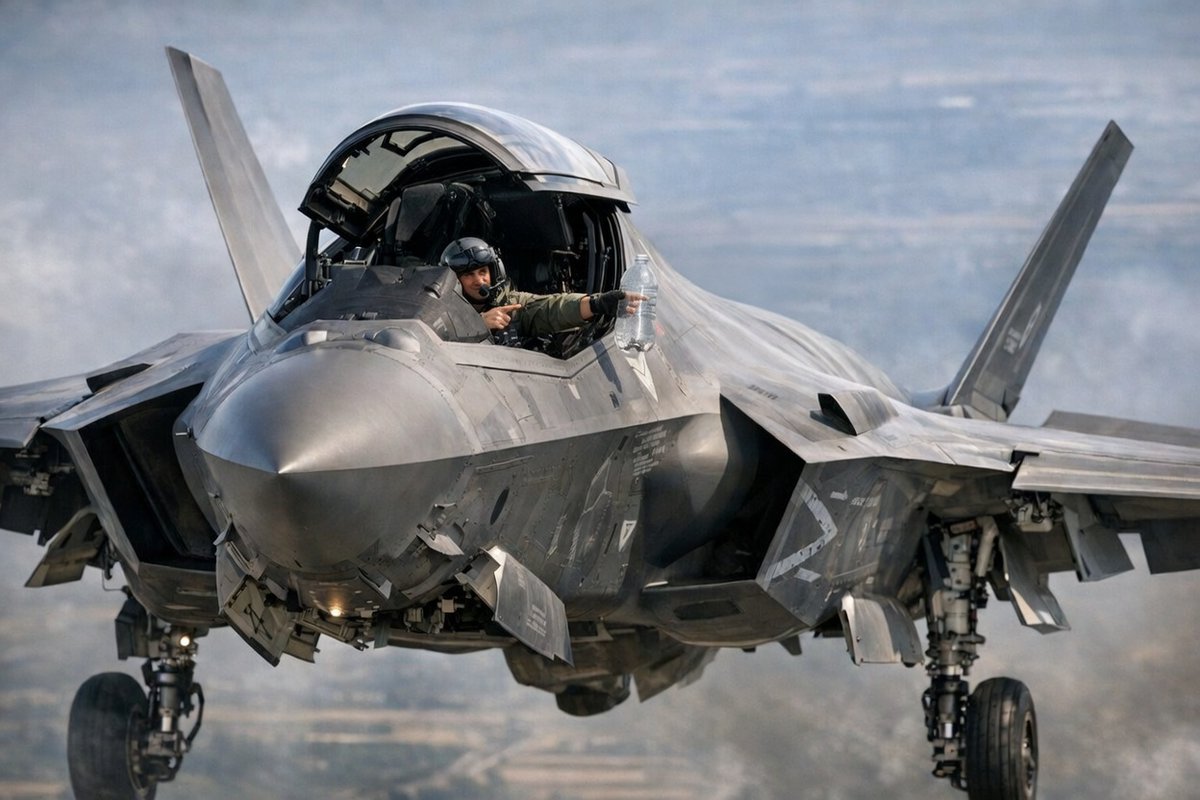 SimionescuB's tweet photo. @rebekah0132 Lockheed Martin F-35 Lightning II after aerial refueling with JP-8 from RoAF 57th Air Base Mihail Kogălniceanu. This is because Romania has made its air base available to the US for operations related to Iran. 🤪 https://t.co/Fu0Hb3YiK0