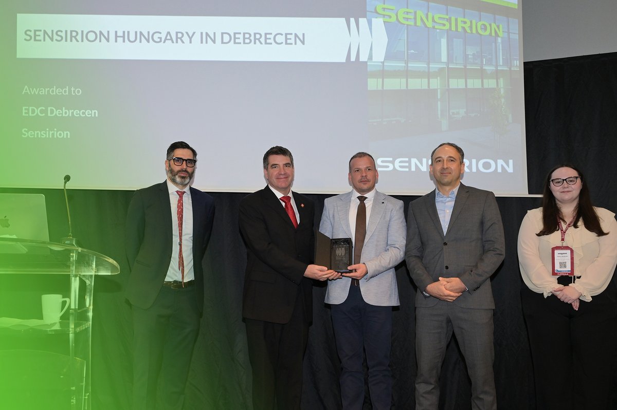 sensirion's tweet photo. Sensirion wins Investment Impact Award 2026 🎉💚

The ongoing expansion in the Hungarian city of Debrecen was recognized by @FT Locations and @fDi Intelligence as the most impactful small operational project in Europe.

Read the press release: https://t.co/bKGS3fVlWj https://t.co/KG8ohVYFr5
